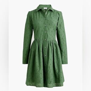 JCrew women’s Green Eyelet mini Button-Up Dress size 6